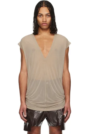 Rick Owens Taupe Hollywood Deep V SL T-shirt