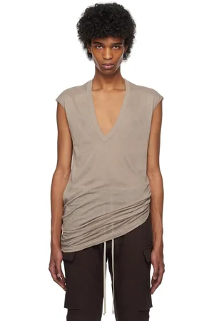 Rick Owens Taupe Hollywood Deep V SL T-shirt