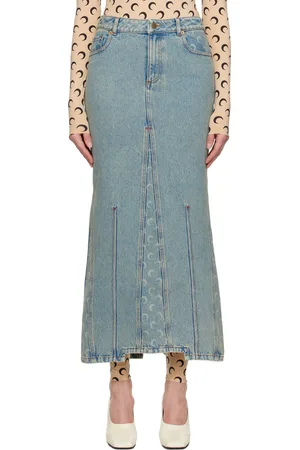Marine Serre Blue Moon Laser Denim Maxi Skirt