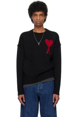 Ami Black Wool Ami de Coeur Sweater