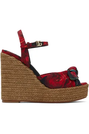 Dolce & Gabbana Red 85 Cava MM Lolita Wedge Heeled Sandals