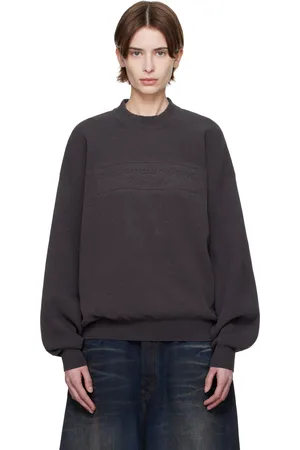 Alexander Wang Gray Logo-Embossed Ribbed Sweater