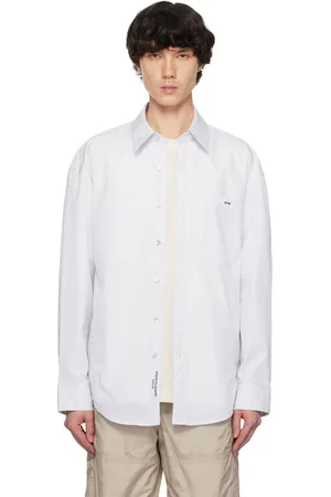 WOOYOUNGMI Blue & White Cotton Back Logo Shirt