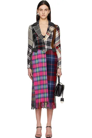 Marine Serre Multicolor Regenerated Tartan Scarves Fitted Coat