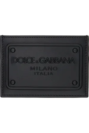 Dolce & Gabbana Black Calfskin Raised Logo Card Holder