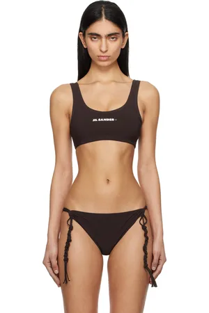 Jil Sander Brown Logo Bikini Top