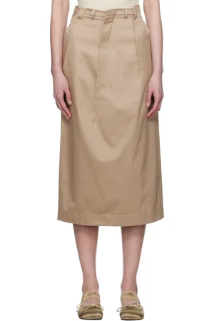 Maison Margiela Beige Light Cotton Twill Darting Midi Skirt