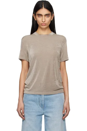 Ami Taupe Shiny Jersey Short Sleeve T-shirt