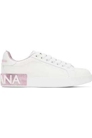 Dolce & Gabbana Pink & White Calfskin Nappa Portofino Sneakers