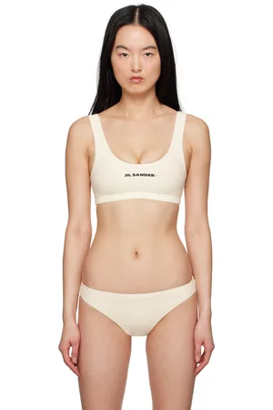 Jil Sander Beige Logo Bikini Top