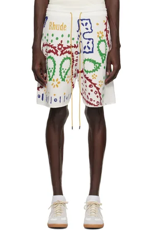 Rhude White Knit Bandana Shorts