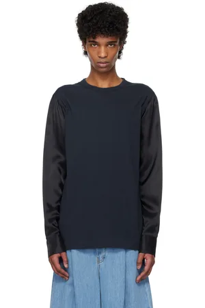DRIES VAN NOTEN Navy Paneled T-shirt
