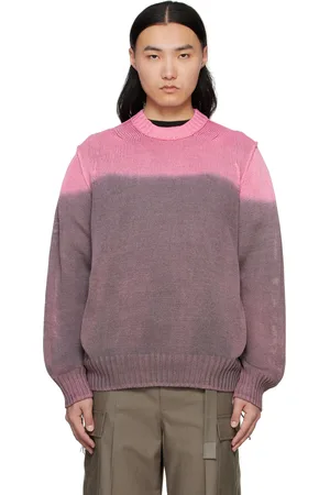 SACAI Pink & Gray Garment Dye Knit Sweater