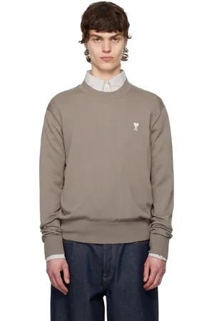 Ami Taupe Wool Ami de Coeur Crew Neck Sweater