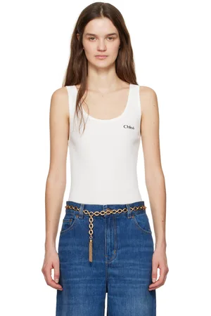 Chloé White Logo Tank Top