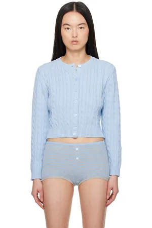 Frankies Bikinis Blue Dudley Cable Knit Cardigan