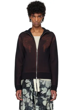 DRIES VAN NOTEN Navy Zip-Up Sweater
