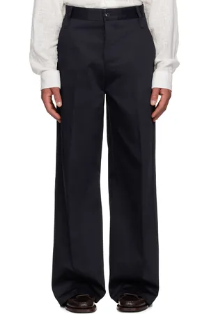 Ami Navy Cotton Baggy Fit Trousers