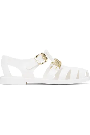 Moschino White Jelly Lettering Logo Sandals