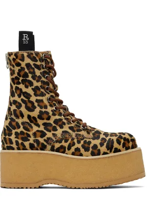 R13 Beige & Brown Double Stack Boots