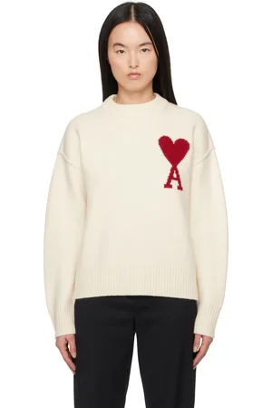 Ami Off-White Wool Ami de Coeur Sweater