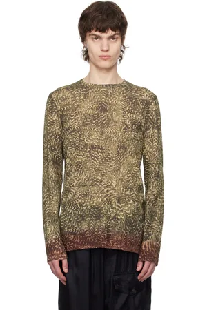 DRIES VAN NOTEN Khaki Printed Cotton T-shirt