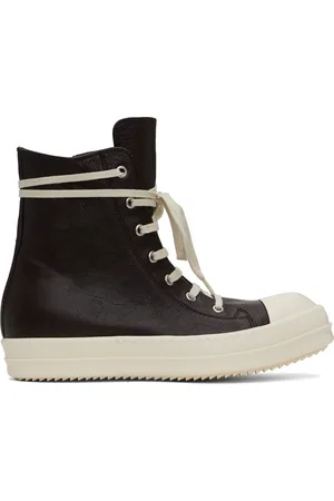 Rick Owens Brown Hollywood Waxy Goat Leather Sneakers