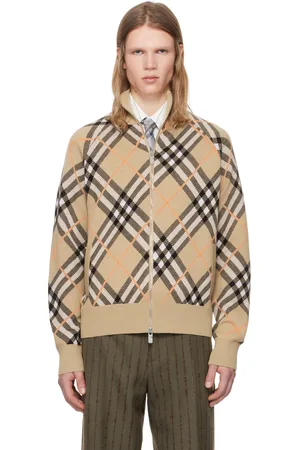 Burberry Beige Check Wool Mohair Blend Jacket