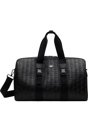 Lacoste Black Large Nomogram Leather Weekend Bag