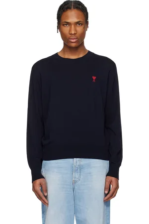 Ami Navy Wool Ami de Coeur Crew Neck Sweater