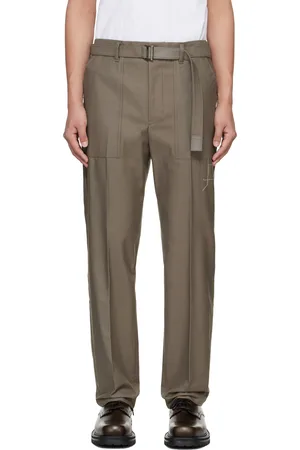 SACAI Taupe WTAPS Edition Cotton Back Satin Trousers