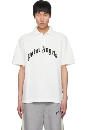Palm Angels White Curved Logo Polo