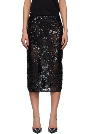 Victoria Beckham Sheer Sequin Pencil Midi Skirt