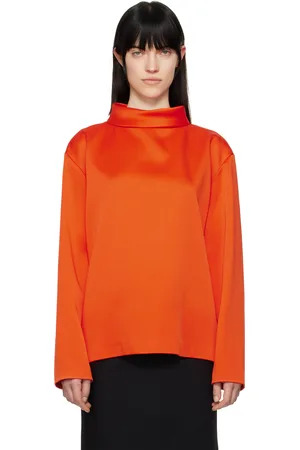 Carven Orange Double Satin Blouse