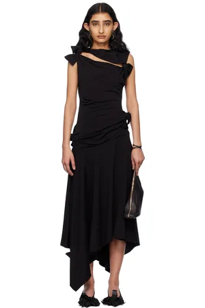 Acne Studios Black Tie-Up Midi Dress