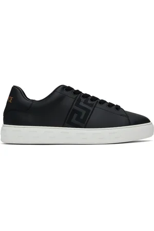 VERSACE Black Embroidered Greca Sneakers