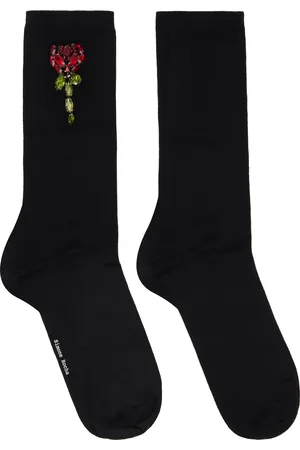 Simone Rocha Black Embellished Flower Socks