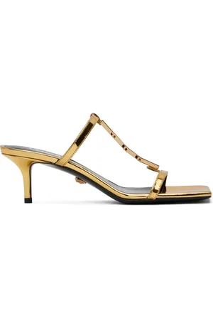 VERSACE Gold Patent Heeled Sandals