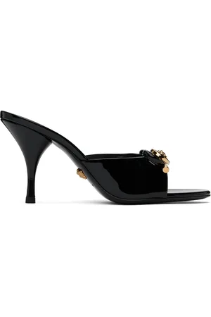 VERSACE Black Opera Bow Patent 85 mm Heeled Sandals