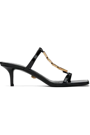 VERSACE Black Patent Heeled Sandals