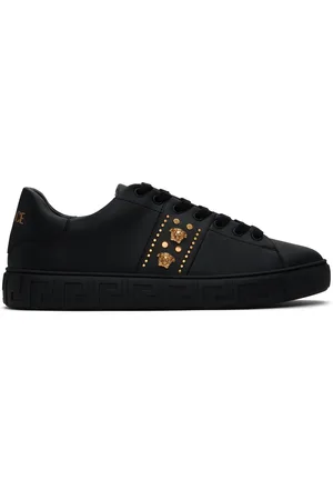 VERSACE Black Studded Greca Sneakers