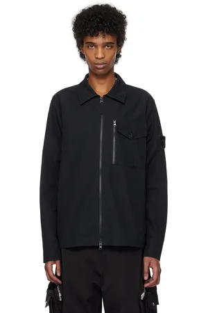 Stone Island Black Weatherproof Cotton Canvas Overshirt