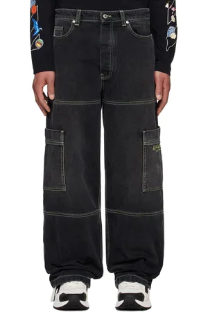 OFF-WHITE Black Irregular Denim Cargo Pants