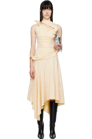 Acne Studios Yellow Tie-Up Midi Dress