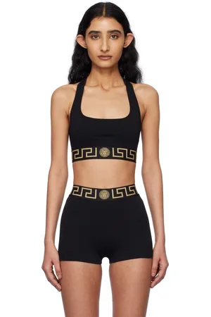 VERSACE Black Greca Border Scoop Bralette