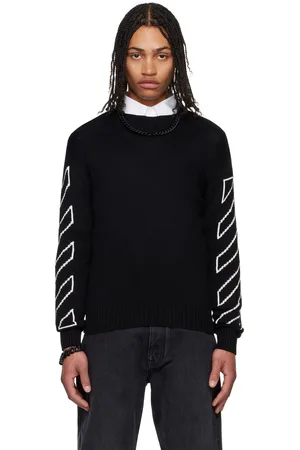 OFF-WHITE Black Diagonal Outline Knit Sweater