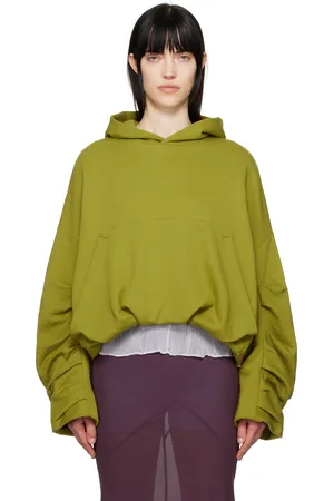 DRIES VAN NOTEN Green Draped Hoodie