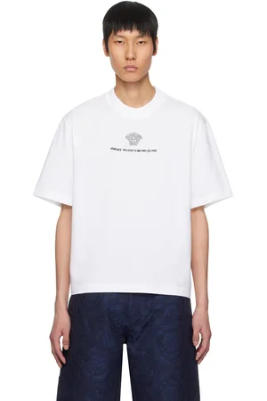 VERSACE White Embroidered Medusa Milano T-shirt
