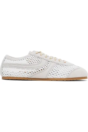 DRIES VAN NOTEN White & Taupe Suede Sneakers