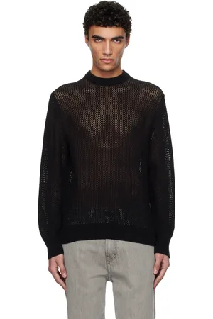 vowels SSENSE Exclusive Black Cotton Mesh Knitted Sweater